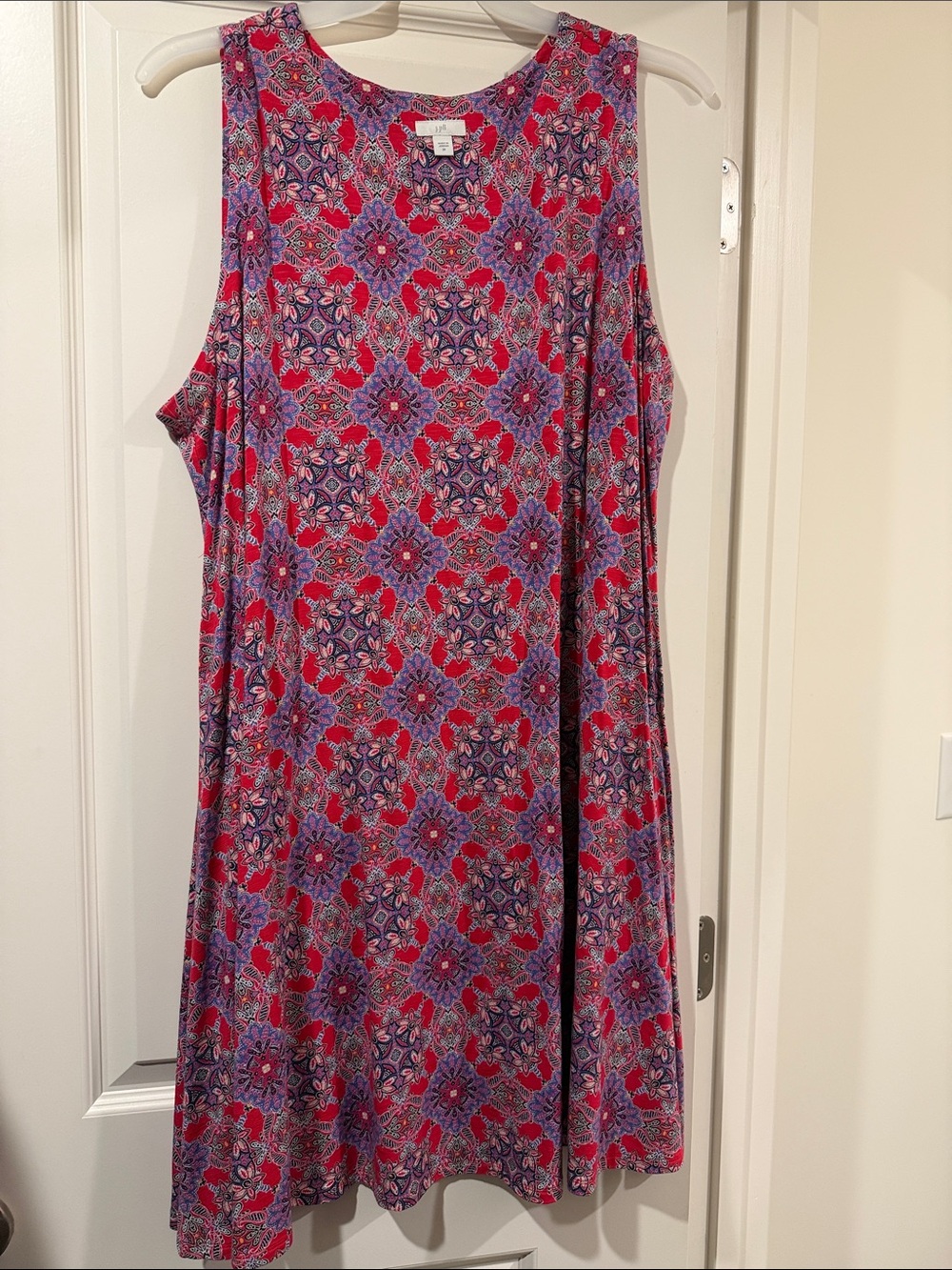 J. Jill Red and Purple Printed Midi Dress
